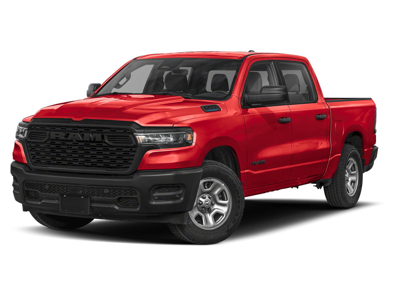 2026 RAM 1500 Express in Molten Red Pearlcoat — front three-quarter view